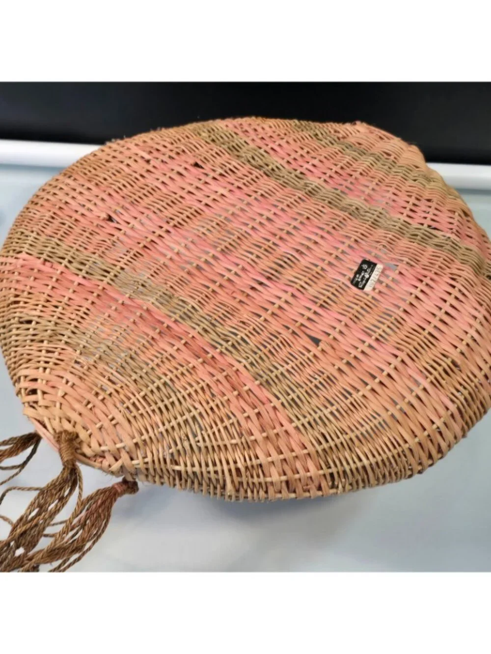 MCM Vintage Rosenthal Netter Woven Wicker Straw Basket Large Boho Southwestern